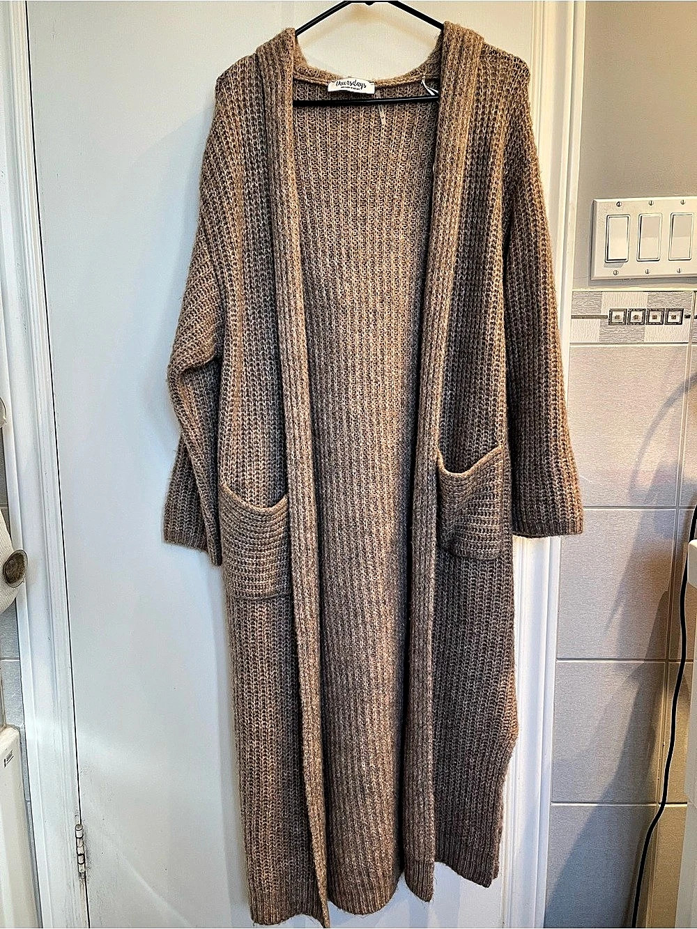 Thursdays Open Front Long Cardigan in Brown XS Like New